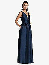 Side View Thumbnail - Midnight Navy Plunging Neckline Maxi Dress with Pockets
