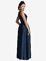 Rear View Thumbnail - Midnight Navy Plunging Neckline Maxi Dress with Pockets