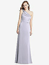 Front View Thumbnail - Silver Dove Shirred One-Shoulder Satin Trumpet Dress - Maddie