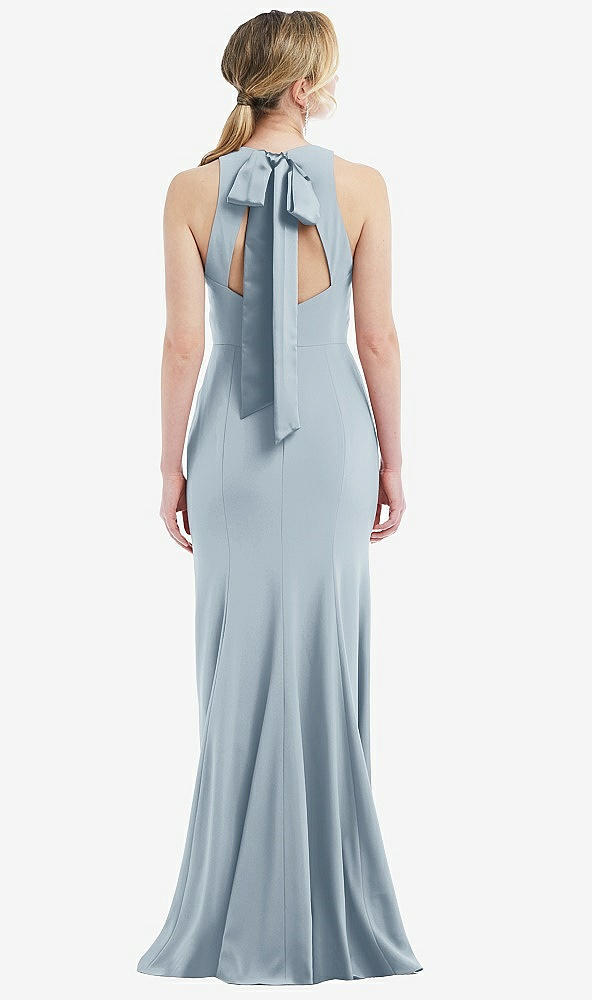 Back View - Mist & Mist Cutout Open-Back Halter Maxi Dress with Scarf Tie
