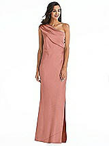 Alt View 1 Thumbnail - Desert Rose Draped One-Shoulder Convertible Maxi Slip Dress