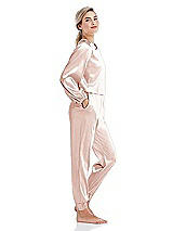 Side View Thumbnail - Blush Satin Joggers with Pockets - Mica