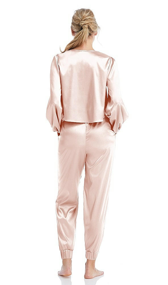 Back View - Blush Satin Joggers with Pockets - Mica