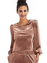 Front View Thumbnail - Tawny Rose Velvet Pullover Puff Sleeve Top - Rue