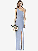 Front View Thumbnail - Sky Blue One-Shoulder Crepe Trumpet Gown with Front Slit