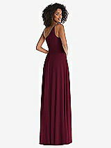 Rear View Thumbnail - Cabernet One-Shoulder Chiffon Maxi Dress with Shirred Front Slit
