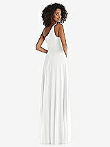 Rear View Thumbnail - White One-Shoulder Chiffon Maxi Dress with Shirred Front Slit