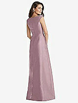 Rear View Thumbnail - Dusty Rose Off-the-Shoulder Draped Wrap Maxi Dress with Pockets