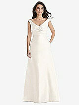 Front View Thumbnail - Ivory Off-the-Shoulder Draped Wrap Maxi Dress with Pockets