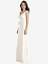 Side View Thumbnail - Ivory Off-the-Shoulder Draped Wrap Maxi Dress with Pockets