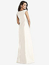 Rear View Thumbnail - Ivory Off-the-Shoulder Draped Wrap Maxi Dress with Pockets