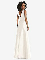 Rear View Thumbnail - Ivory Jewel Neck Asymmetrical Shirred Bodice Maxi Dress with Pockets