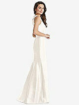 Side View Thumbnail - Ivory Jewel Neck Bowed Open-Back Trumpet Dress 