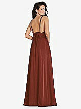 Rear View Thumbnail - Auburn Moon Deep V-Neck Shirred Skirt Maxi Dress with Convertible Straps