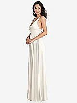 Side View Thumbnail - Ivory Deep V-Neck Shirred Skirt Maxi Dress with Convertible Straps