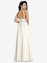 Rear View Thumbnail - Ivory Deep V-Neck Shirred Skirt Maxi Dress with Convertible Straps
