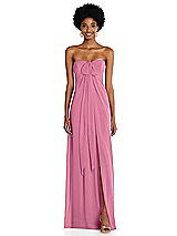 Alt View 3 Thumbnail - Orchid Pink Draped Chiffon Grecian Column Gown with Convertible Straps