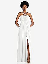 Front View Thumbnail - White Draped Chiffon Grecian Column Gown with Convertible Straps