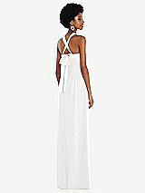 Side View Thumbnail - White Draped Chiffon Grecian Column Gown with Convertible Straps