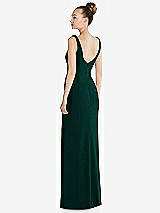 Rear View Thumbnail - Evergreen Wide Strap Slash Cutout Empire Dress with Front Slit