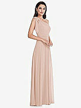 Side View Thumbnail - Cameo Draped One-Shoulder Maxi Dress with Scarf Bow