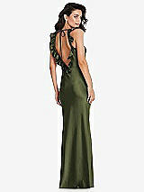 Alt View 2 Thumbnail - Olive Green Ruffle Trimmed Open-Back Maxi Slip Dress