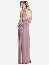 Alt View 2 Thumbnail - Dusty Rose Empire Waist Shirred Skirt Convertible Sash Tie Maxi Dress