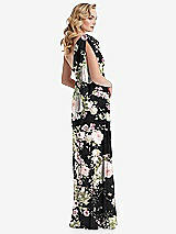 Alt View 4 Thumbnail - Noir Garden Empire Waist Shirred Skirt Convertible Sash Tie Maxi Dress