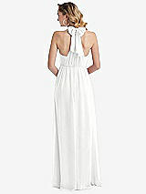 Rear View Thumbnail - White Empire Waist Shirred Skirt Convertible Sash Tie Maxi Dress