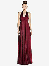 Alt View 2 Thumbnail - Burgundy Empire Waist Convertible Sash Tie Lace Maxi Dress