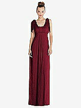 Front View Thumbnail - Burgundy Empire Waist Convertible Sash Tie Lace Maxi Dress