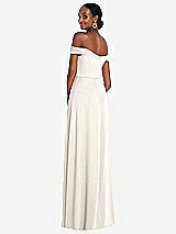 Rear View Thumbnail - Ivory Off-the-Shoulder Flounce Sleeve Empire Waist Gown with Front Slit