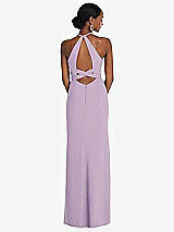Rear View Thumbnail - Pale Purple Halter Criss Cross Cutout Back Maxi Dress