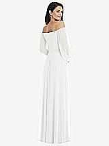 Rear View Thumbnail - White Off-the-Shoulder Puff Sleeve Maxi Dress with Front Slit