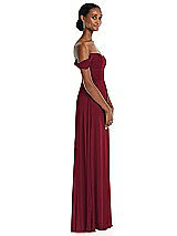 Side View Thumbnail - Burgundy Off-the-Shoulder Basque Neck Maxi Dress with Flounce Sleeves