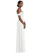 Side View Thumbnail - White Off-the-Shoulder Basque Neck Maxi Dress with Flounce Sleeves