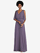 Front View Thumbnail - Lavender V-Neck Split Sleeve Blouson Bodice Maxi Dress