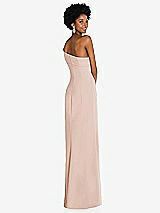 Rear View Thumbnail - Cameo Asymmetrical Off-the-Shoulder Cuff Trumpet Gown With Front Slit