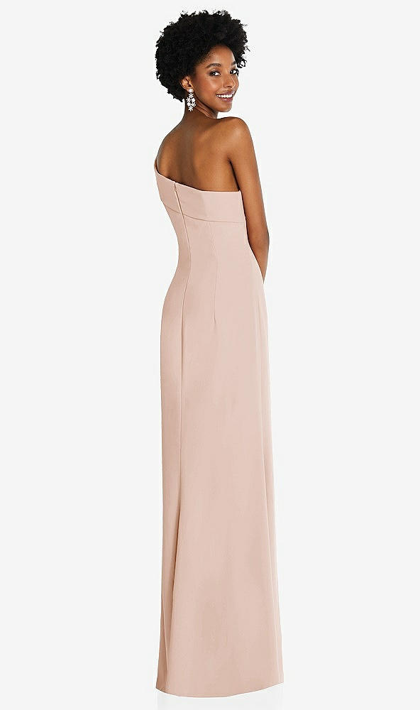 Back View - Cameo Asymmetrical Off-the-Shoulder Cuff Trumpet Gown With Front Slit