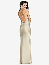 Rear View Thumbnail - Champagne Halter Convertible Strap Bias Slip Dress With Front Slit