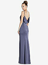 Side View Thumbnail - French Blue Draped Cowl-Back Princess Line Dress with Front Slit