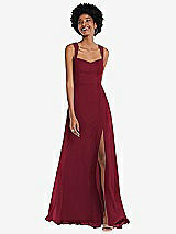 Front View Thumbnail - Burgundy Contoured Wide Strap Sweetheart Maxi Dress
