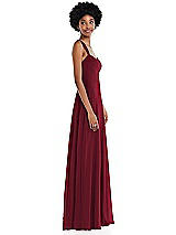 Side View Thumbnail - Burgundy Contoured Wide Strap Sweetheart Maxi Dress