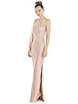 Side View Thumbnail - Cameo One-Shoulder Puff Sleeve Maxi Bias Dress with Side Slit