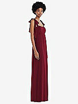 Side View Thumbnail - Burgundy Convertible Tie-Shoulder Empire Waist Maxi Dress