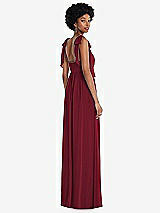 Rear View Thumbnail - Burgundy Convertible Tie-Shoulder Empire Waist Maxi Dress