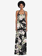 Alt View 1 Thumbnail - Noir Garden Convertible Tie-Shoulder Empire Waist Maxi Dress