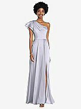 Front View Thumbnail - Silver Dove Draped One-Shoulder Flutter Sleeve Maxi Dress with Front Slit