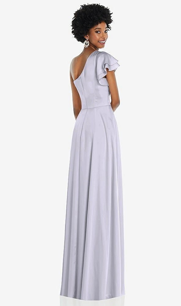 Back View - Silver Dove Draped One-Shoulder Flutter Sleeve Maxi Dress with Front Slit