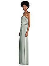 Side View Thumbnail - Willow Green Low Tie-Back Maxi Dress with Adjustable Skinny Straps